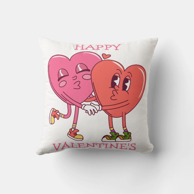 Cute Valentine's Hearts Couple Kudde (Baksida)