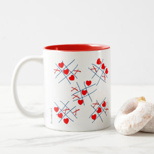 Cute Valentines hjärtteknik-Tac-Toe Mönster Mugg