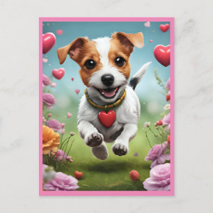 Cute Valentines Hund-vykort Vykort