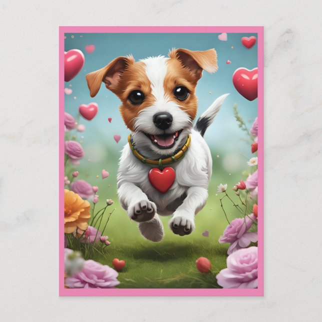 Cute Valentines Hund-vykort Vykort (Framsida)