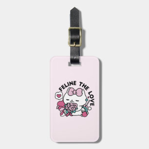 Cute Valentines kattdesign - Kattdjuret Kärlek Bagagebricka