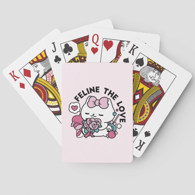 Cute Valentines kattdesign - Kattdjuret Kärlek Casinokort (Baksidan)