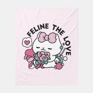 Cute Valentines kattdesign - Kattdjuret Kärlek Fleecefilt