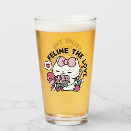 Cute Valentines kattdesign - Kattdjuret Kärlek Glaskopp