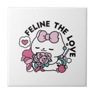 Cute Valentines kattdesign - Kattdjuret Kärlek Kakelplatta