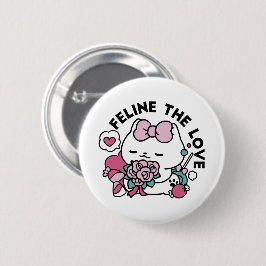 Cute Valentines kattdesign - Kattdjuret Kärlek Knapp