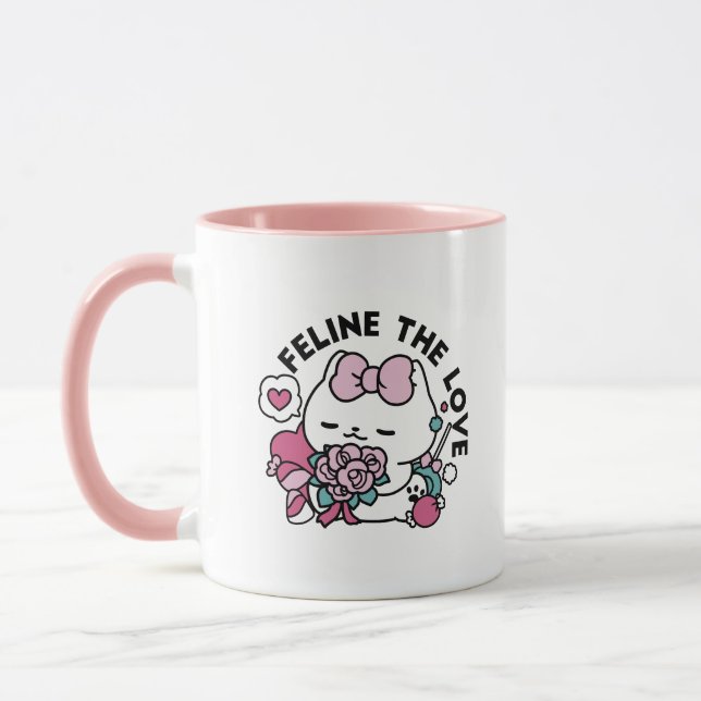 Cute Valentines kattdesign - Kattdjuret Kärlek Mugg (Vänster)