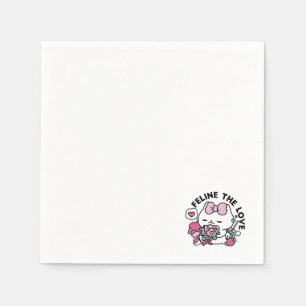 Cute Valentines kattdesign - Kattdjuret Kärlek Pappersservett