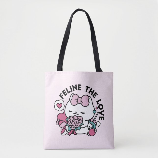 Cute Valentines kattdesign - Kattdjuret Kärlek Tygkasse (Framsida)