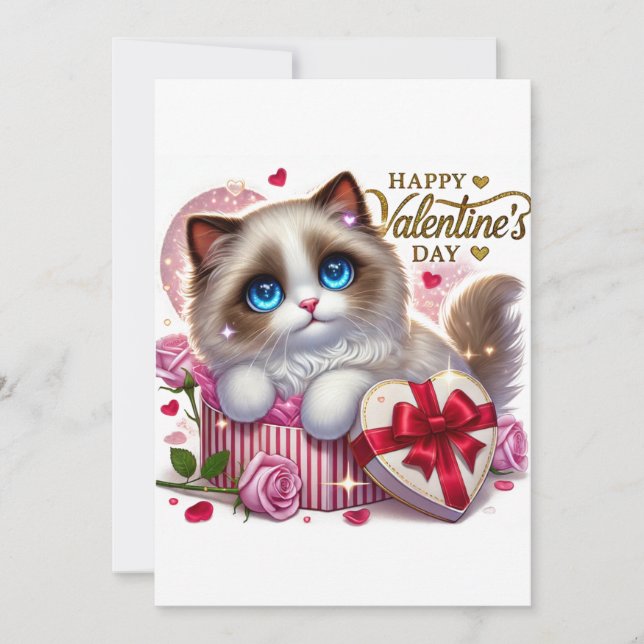 Cute Valentines Ragdoll-platta Helgdag Julkort (Framsida)