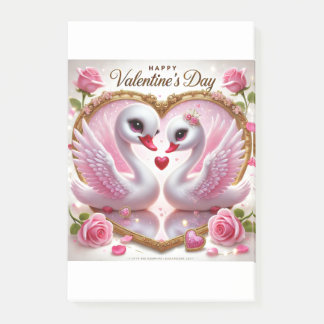 Cute Valentines Rosa Svan Post-it Notes Block
