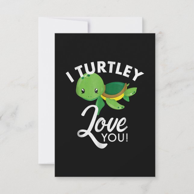 Cute Valentines Turtle I Turtley Kärlek You OSA Kort (Framsida)