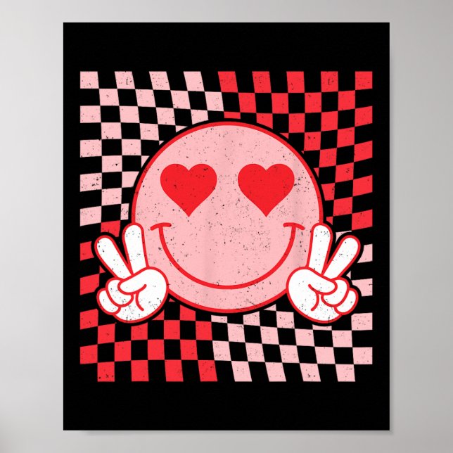 Cute Valentines Vibes Smile Ansikte Alla hjärtans  Poster (Framsidan)