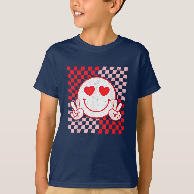 Cute Valentines Vibes Smile Ansikte Alla hjärtans  T Shirt (Framsida)
