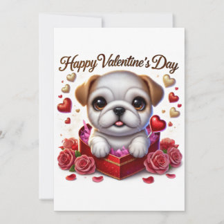 Cute Valentiness Day Bulldog-platta inbjudan