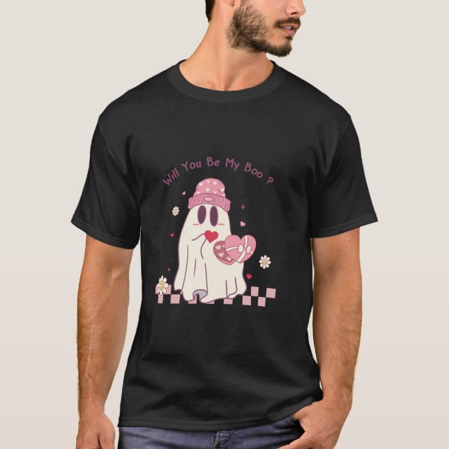 Cute Valentiness Ghost kommer att bli min Boo Hat  T Shirt (Framsida)