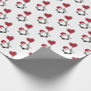 Cute Valentiness Gnome med hjärtformad ballong Presentpapper