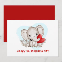 Cute Valentiness-kort med den näststörsta elefante Meddelande