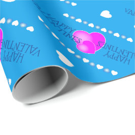 Cute Valentiness Rosa och vita hjärtan på BLUE Presentpapper