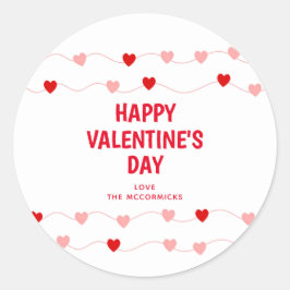 Cute Valentiness Rosa Red Hearts Personlig Runt Klistermärke