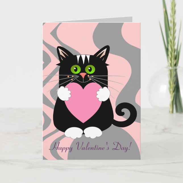 Cute valentinkort med katt helgkort (Framsida)