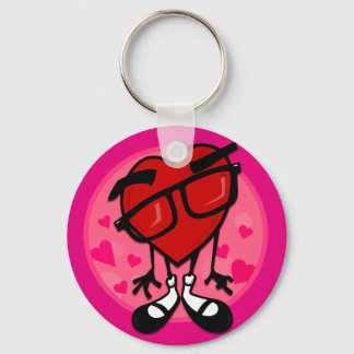 CUTE VALENTINS DAY RED HEART ROUND KEYCHAIN NYCKELRING