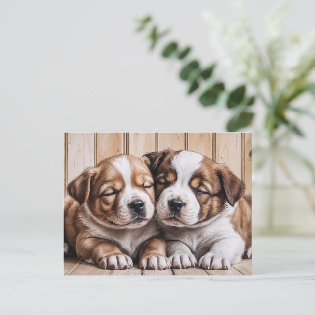 Cute-valpar Vykort (Stående Fram)