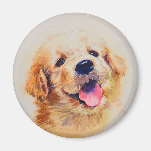 Cute-valpen. Hans namn är "lycklig" Magnet (Framsidan)