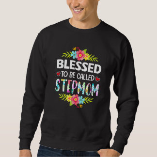 Cute välsignad att kallas Stepmamma Flowers Mor Lång Ärmad Tröja