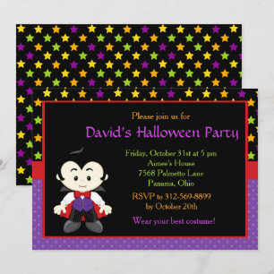 Cute Vampire Boy Halloween Costume Party Inbjudningar
