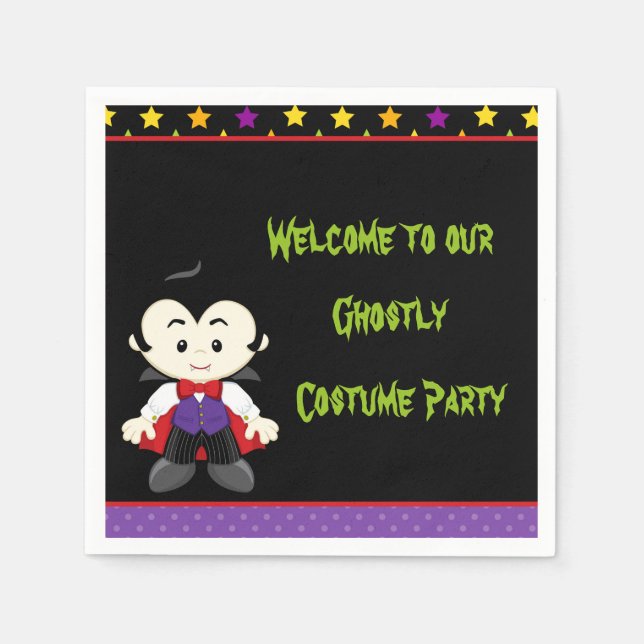 Cute Vampire Boy Halloween Costume Party Pappersservett (Framsidan)