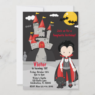 Cute Vampire Boy Halloween Kids-talokyinbjudan Inbjudningar