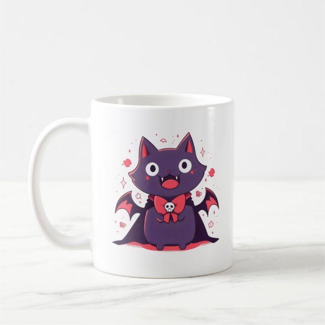Cute Vampire Cat Kaffemugg (Vänster)