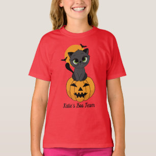 Cute Vampire Cat och Pumpkin Kids Halloween T Shirt