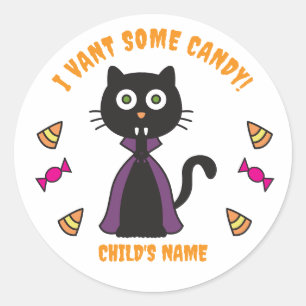 Cute Vampire Cat Stickers Runt Klistermärke