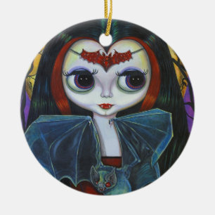 Cute Vampire Doll med Fladdermus Julgransprydnad Keramik