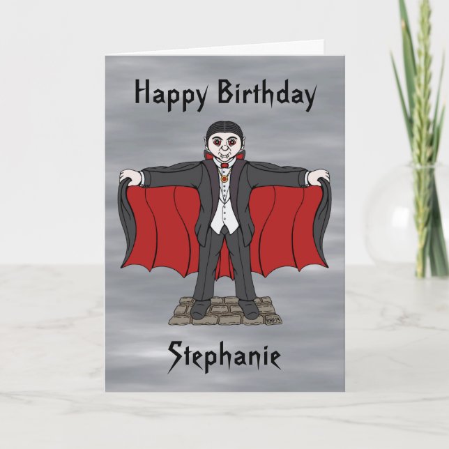 Cute Vampire/Dracula Birthday Card Kort (Framsida)