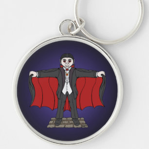 Cute Vampire/Dracula Rund Silverfärgad Nyckelring