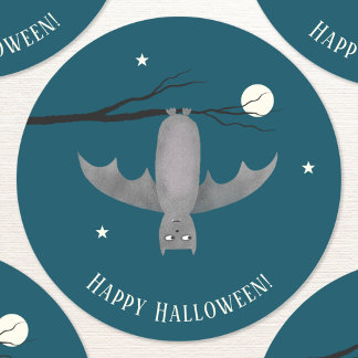 Cute Vampire Fladdermus Halloween Runt Klistermärke