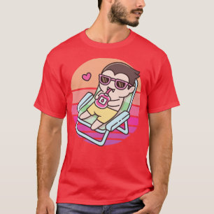 Cute Vampire g with Blood Pack Drink in Sunset T Shirt