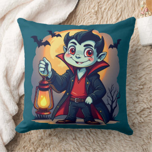 Cute Vampire med Lantern Kawaii Halloween Kudde