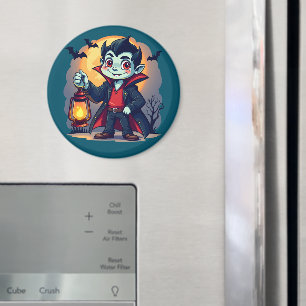 Cute Vampire med Lantern Kawaii Halloween Magnet