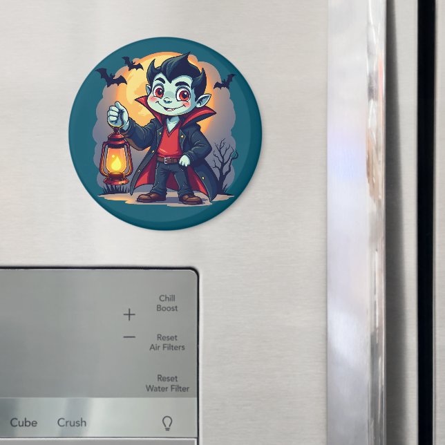 Cute Vampire med Lantern Kawaii Halloween Magnet (In Situ (Fridge))
