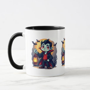 Cute Vampire med Lantern Kawaii Halloween Mugg