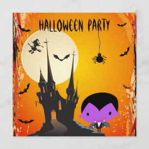 Cute Vampire och Castle Halloween fest-Inbjudnings Inbjudningar