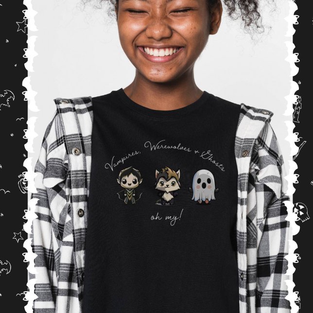 Cute Vampire, Werevarg och Ghost Halloween T Shirt (Skapare uppladdad)