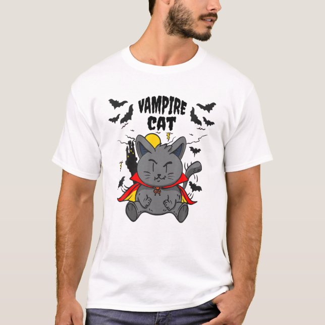Cute Vampiro Cat, Classic Horror T Shirt (Framsida)