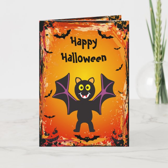 Cute Vampre Fladdermus Halloween-kort Kort (Framsida)
