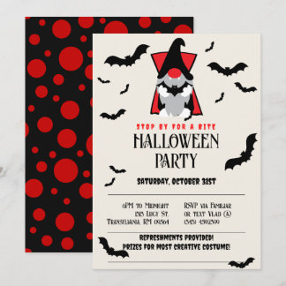 Cute Vampre Gnome Halloween-inbjudan Inbjudningar
