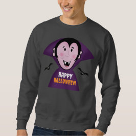 Cute Vampre med Fladdermus Dracula Halloween Lång Ärmad Tröja